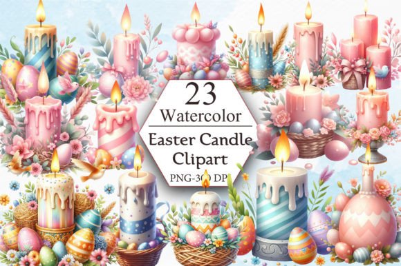 Download Watercolor Easter Candle Clipart - Candle Collection