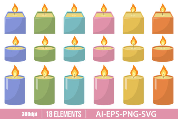 Download Colored Candle Clipart Vector Design - Candle Collection