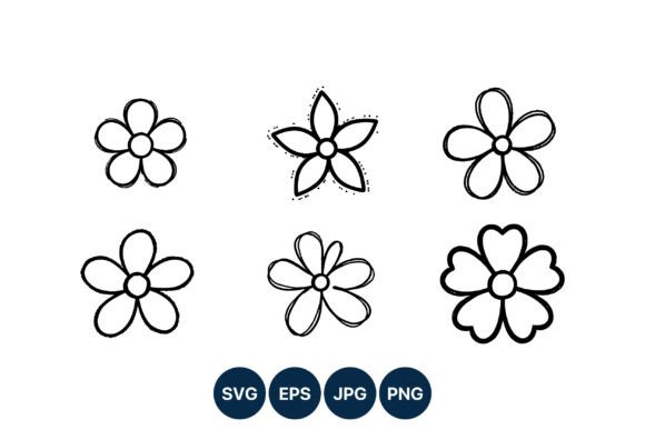 Download Hand Drawn Flower Doodles Six Petal - Hand drawn Collection
