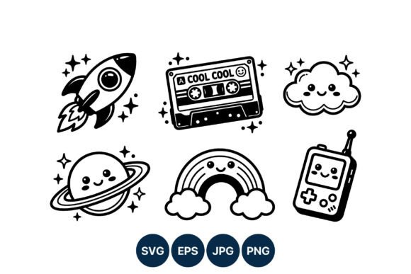 Download Cute Kawaii Space Rocket and Rainbow - Kawaii space Collection
