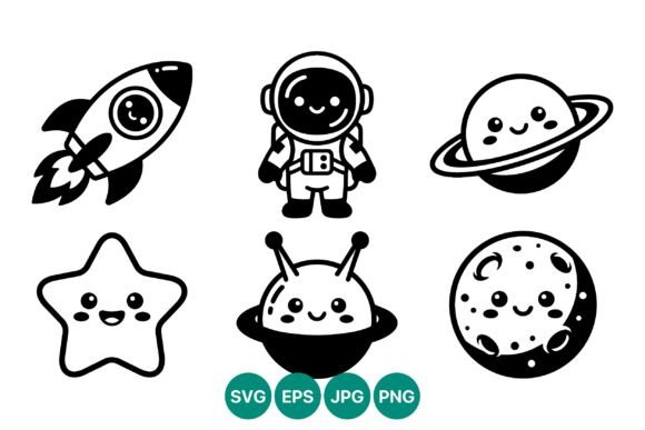 Download Kawaii Space Icons Vector Art - Kawaii space Collection