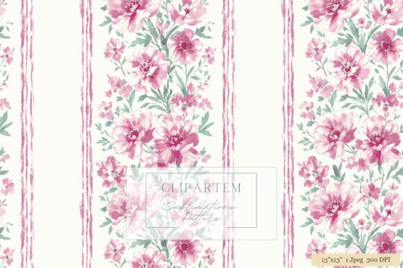Download Vintage Rose Stripe Sublimation Pattern - Vintage Collection