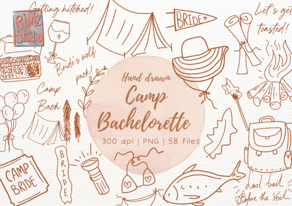 Download Hand Drawn Camp Bachelorette Doodle Set - Premium Resources