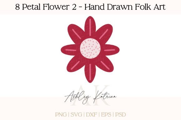 Download 8 Petal Flower 2 - Hand Drawn Folk Art - Hand drawn Collection