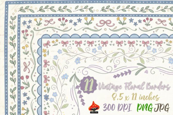 Download Vintage Floral Borders 11 PNG Bundle - Vintage Collection