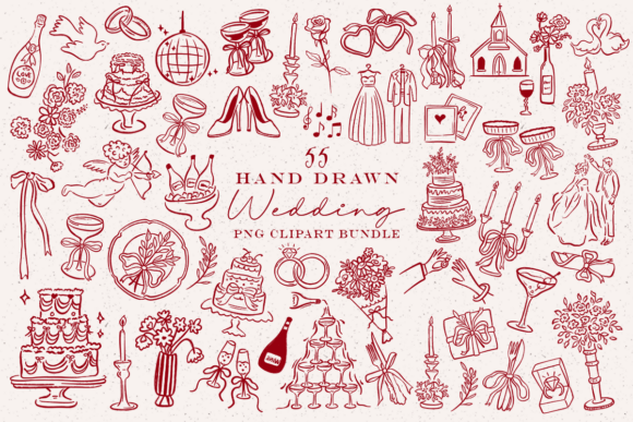 Download Hand Drawn Wedding PNG Clipart Bundle - Premium Resources