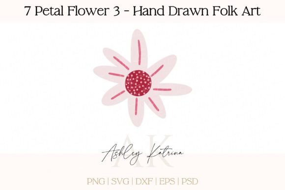 Download 7 Petal Flower 3 - Hand Drawn Folk Art - Hand drawn Collection