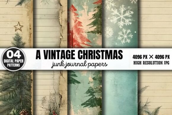 Download A Vintage Christmas Journal Digital Pape - Vintage Collection