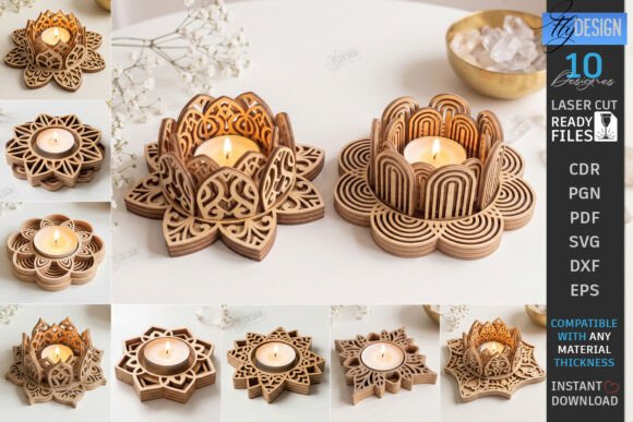 Download Lotus Tealight Candle Holders Laser Cut - Candle Collection