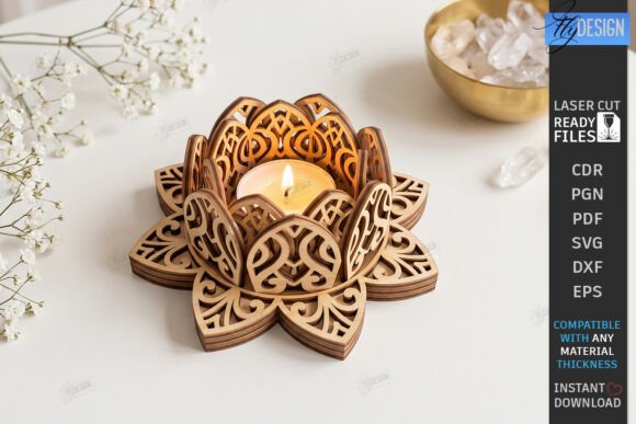 Download Lotus Tealight Candle Holder Laser Cut - Candle Collection