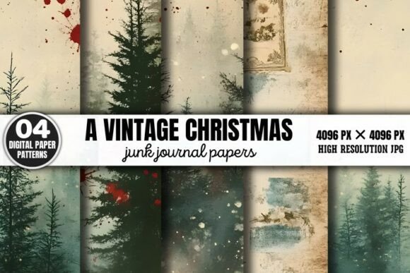 Download A Vintage Christmas Journal Digital Pape - Vintage Collection