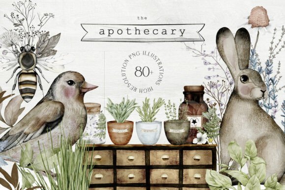 Download Apothecary Hand Drawn Watercolor PNG - Premium Resources