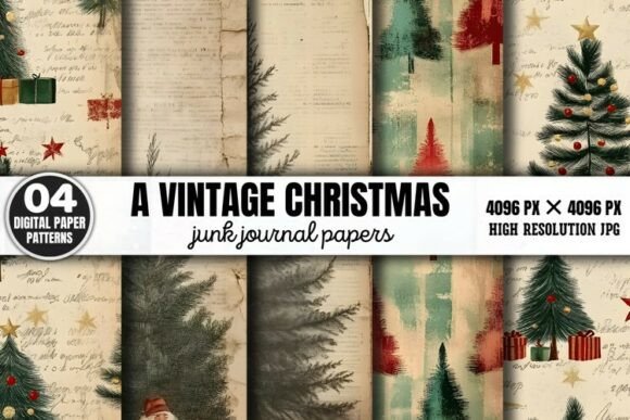 Download A Vintage Christmas Journal Digital Pape - Vintage Collection