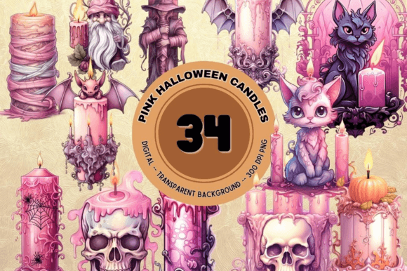 Download 34 Pastel Pink Halloween Candle Clipart - Candle Collection