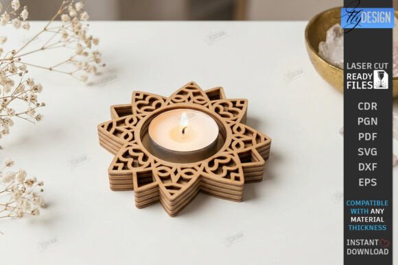 Download Lotus Flower Tealight Candle Holder CNC - Candle Collection