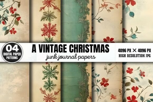 Download A Vintage Christmas Journal Digital Pape - Vintage Collection
