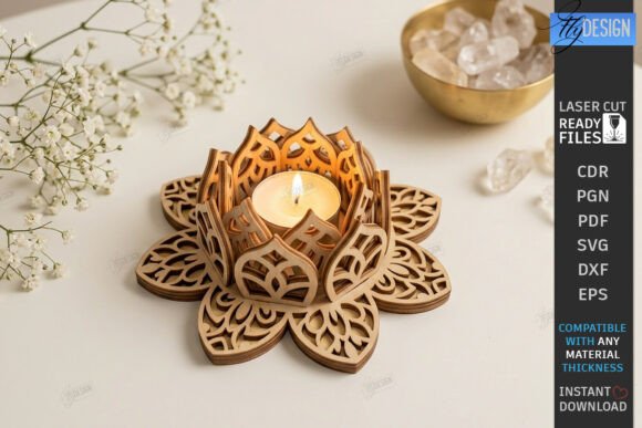 Download Lotus Tealight Candle Holder Laser Cut - Candle Collection