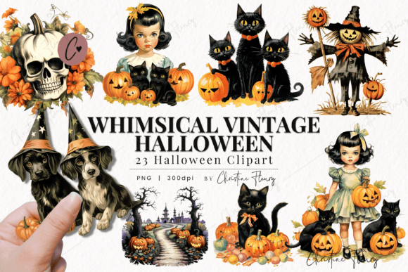 Download Whimsical Vintage Halloween Clipart - Vintage Collection