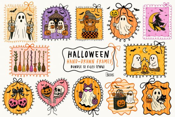 Download Halloween Hand-Drawn Frame Bundle Png - Premium Resources