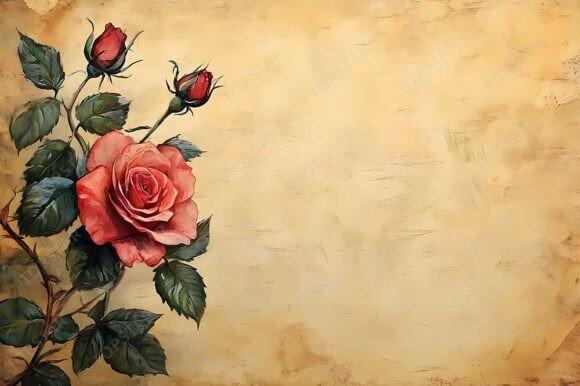 Download Vintage Rose Illustration Background Art - Vintage Collection