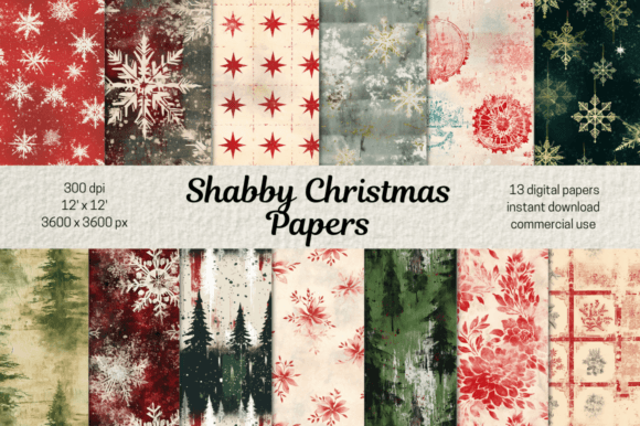 Download Vintage Christmas Scrapbook Paper Bundle - Vintage Collection