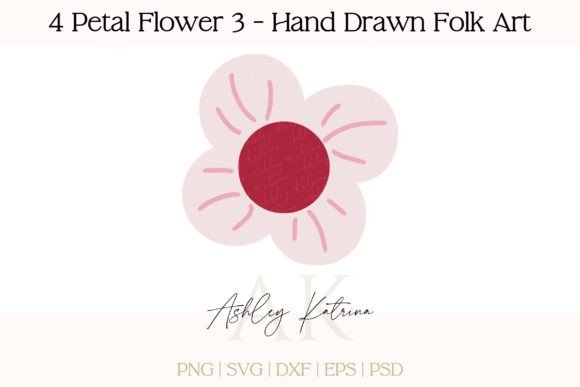 Download 4 Petal Flower 3 - Hand Drawn Folk Art - Hand drawn Collection