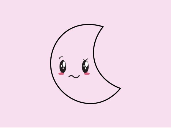 Download Kawaii Space Moon Line Background - Kawaii space Collection