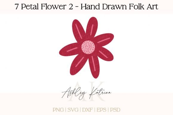 Download 7 Petal Flower 2 - Hand Drawn Folk Art - Hand drawn Collection