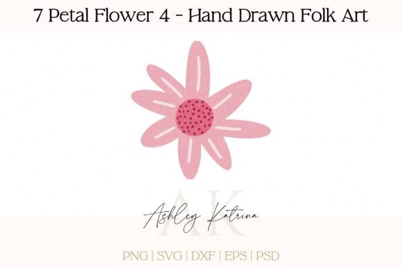 Download 7 Petal Flower 4 - Hand Drawn Folk Art - Hand drawn Collection