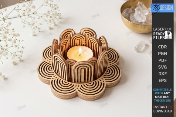 Download Lotus Tealight Candle Holder Laser Cut - Candle Collection
