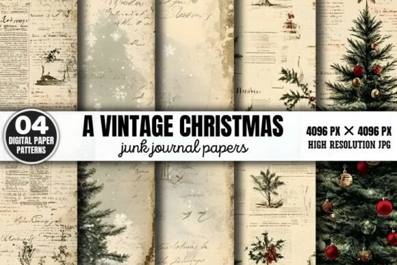 Download A Vintage Christmas Journal Digital Pape - Vintage Collection