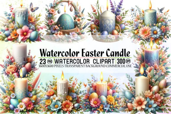 Download Watercolor Easter Candle Clipart - Candle Collection