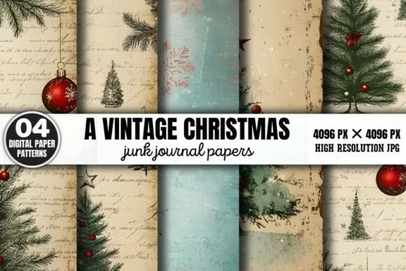 Download A Vintage Christmas Journal Digital Pape - Vintage Collection