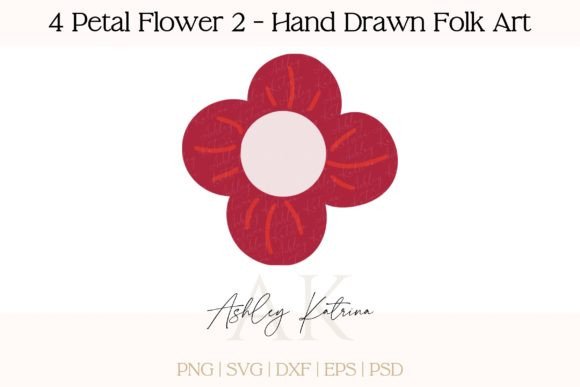 Download 4 Petal Flower 2 - Hand Drawn Folk Art - Hand drawn Collection